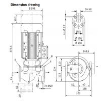 ابعاد پمپ سیرکولاتور ویلو مدل VeroLine-IPL 40-130-2.2-2