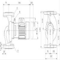 ابعاد پمپ سیرکولاتور ویلو مدل VeroLine-IPL 50-115-0.75-2
