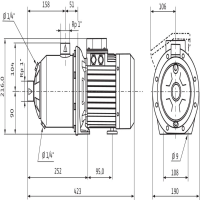 ابعاد پمپ آبرسانی ویلو مدل MHI206N-1/E/3