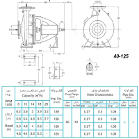 الکترو پمپ پمپیران مدل 125-40 با الکتروموتور 0.5 اسب 1450 دور