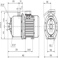 ابعاد پمپ آبرسانی ویلو مدل MHI1602N-1/E/3