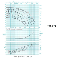 دیاگرام الکترو پمپ پمپیران مدل 315-125 با الکتروموتور 41 اسب 1450 دور