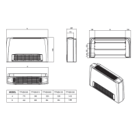 ابعاد فن کویل زمینی تهویه مدل کریوه بدون پایه SB-200