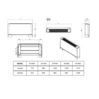 ابعاد فن کویل زمینی تهویه مدل کریوه SV-200