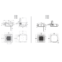 ابعاد فن کویل تهویه کاستی چهار طرفه مدل اوشان CF-300