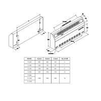 ابعاد فن کویل زمینی تهویه مدل FL-200