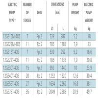 جدول توان پمپ شناور استیل لورا 12GS15M