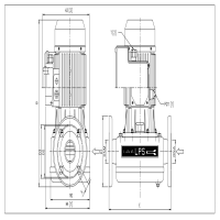 ابعاد و اندازه پمپ سیرکولاتور خطی ابارا استیل تکفاز LPS 50-75 M