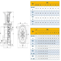 جدول ابعاد پمپ آب طبقاتی رایان مدل WKLV4 100.10 C